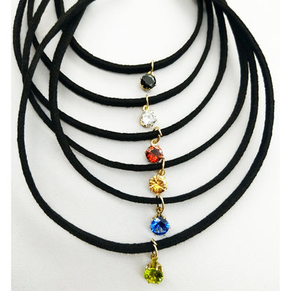 Poputton Rhinestone Chokers Necklaces for Women Jewelry Black Velvet Rope Chain Choker Necklace with Pendant Collier Femme