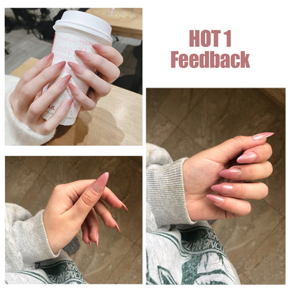 24PCS/box Mid-length  stiletto nail tips Gradients wear full cover paragraph fashion Manicure patch false fingernails for girls
