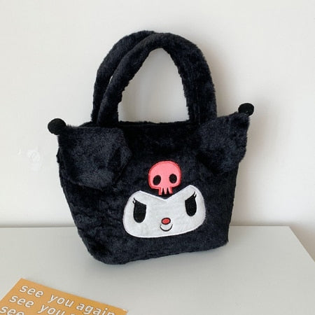 Kawaii Hello Kitty Sanrio Plush Bag Anime Kuromi Plushie Backpack for Girls Mymelody Cinnamoroll Handbags Cartoon Messenger Bags