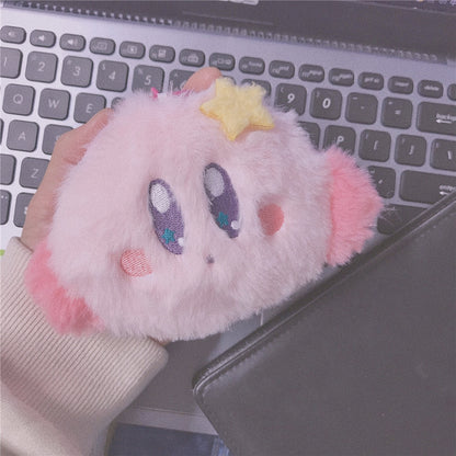 Kirby Plush Headphone Wallet Multifunctional Mini Wallet Video Game Cute Earphone Bag Plush Toy for Girls Birthday Gifts