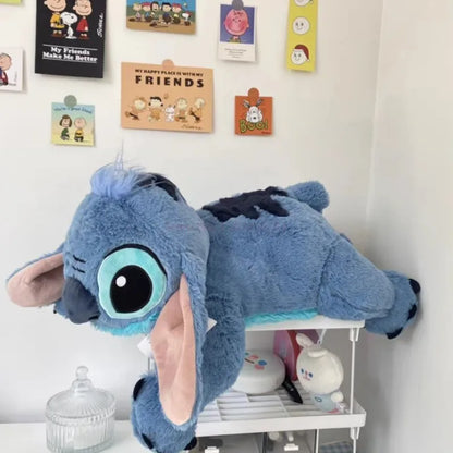 Sleeping Stitch Plush Toy Lilo and Stitch Big Stuffed Animal Disney Plushies Soft Doll Pillow Friend Bed Sofa Cute Kawaii Blue Alien Kid Girl Birthday Gift