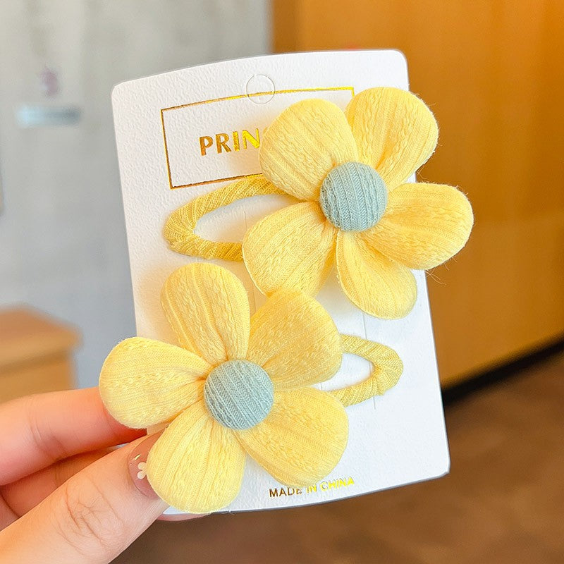【2-Piece Set】Children's Cute Fabric Flower Pair Clip Hair Accessories Girl Hairpin Temperament Clip Baby Headdress Wholesale