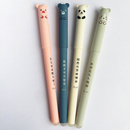 Kawaii Pig Bear Cat Mouse Erasable Gel Pen School Office Supplies Stationery Gift 0.35mm Blue Black Ink