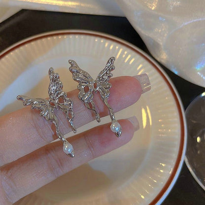 Y2K Fairy Butterfly Tassel Ear Clips Angel Ear Bone Clip Earring Elf Female No Ear Hole Ear Cuff Hanging Earring Fashion Jewelry