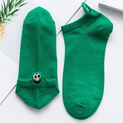 Women Cute Cartoon Expression Short Ankle Socks Happy Fashion Girls Funny Eared Lovers' Cotton Sokken Dropship