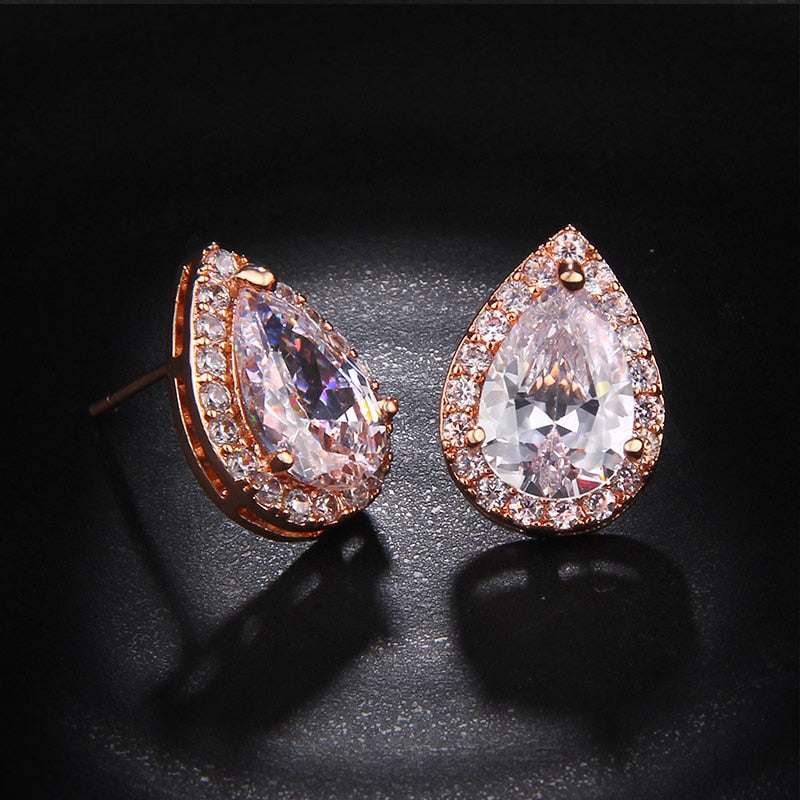 Luxury Zircon Wedding Long Dangle Earrings with Round Water Drop Elegant CZ Earrings for Women Bridal Wedding Jewelry Dress