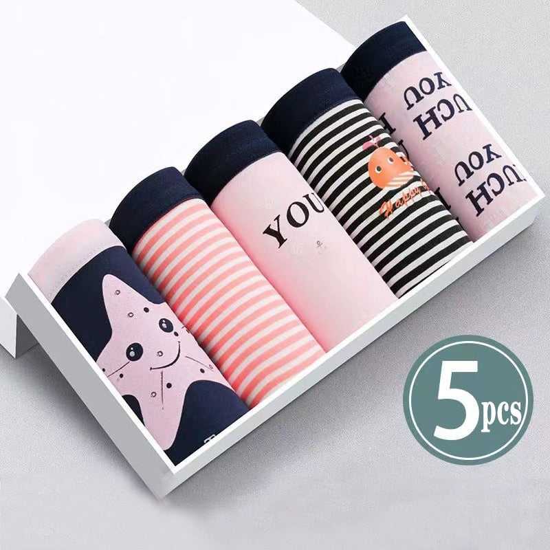 M-2XL Women's Underwear Cute Cotton Panties Briefs For Girl Ladies Lingerie Cartoon Girls Pink Pantys Underpants Thongs