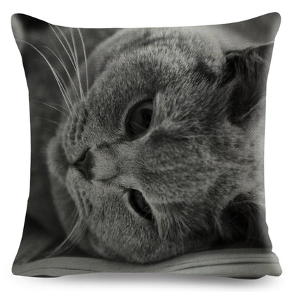 Home Decor British Shorthair Russian Blue Cushion Cover Cute Cat Pet Animal Pillowcase Sofa Polyester Pillowcase 45x45cm