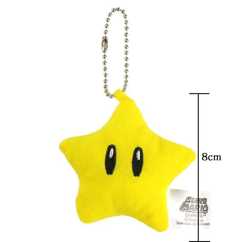 8cm Super Mario Pentagram Plush Toys Pendant Games Peripheral Cartoon Star Soft Stuffed Dolls Backpack Decoration Gifts for Kids