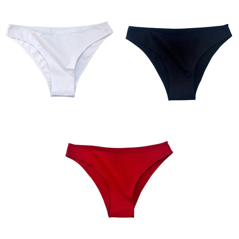 3Pcs/Set Women's Cotton Panties Female Underwear Solid Color Comfortable Briefs High Elasticity Underpants Size M-XXL