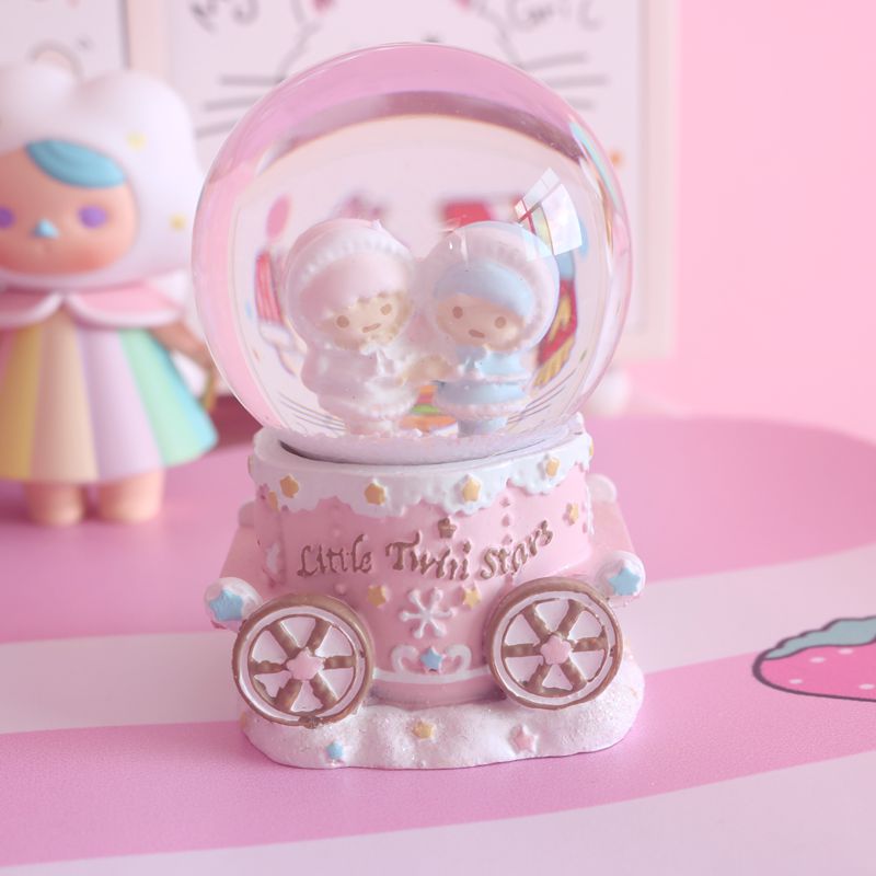 Sanrio Kawaii Cute My Melody Littletwinstars Cute Crystal Ball Cartoon Jewelry Box Ornament Birthday Gifts for Friends