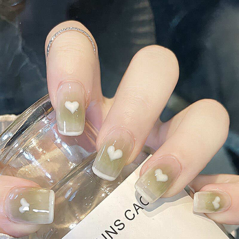 24Pcs Ballerina False Nails with Glue Short Nail Beauty Tools Press on Fake Nails Full Cover Artificial Nails Tips Manicure