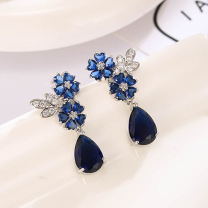 Luxury Zircon Wedding Long Dangle Earrings with Round Water Drop Elegant CZ Earrings for Women Bridal Wedding Jewelry Dress