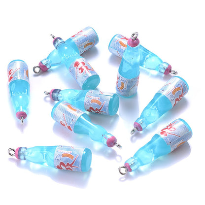 10Pcs Plastic Pop Cola Soda Drinks Beverages Charms Juice Alcohol Lemonade Bottle Resin Pendants for Jewelry Making Mini Crafts