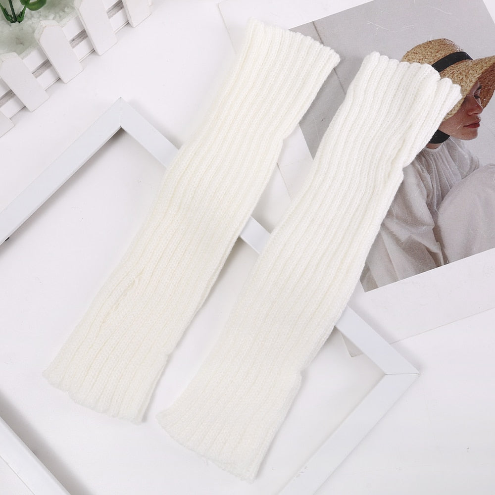 Long Fingerless Gloves Women Mitten Winter Arm Warmer Knitted Arm Sleeve Fashion Casual Soft Girls Clothes Punk Gothic Gloves