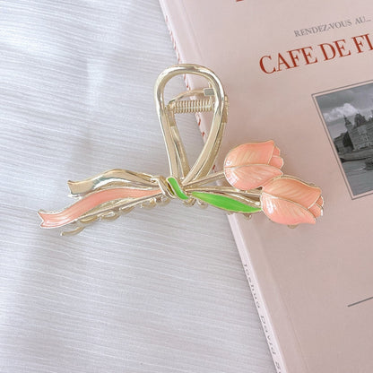New Korean Vintage Flowers Large Metal Hair Claw Clip Ponytail Women Butterfly Shark Alloy Hair Claw Barrette Hair Accessories
