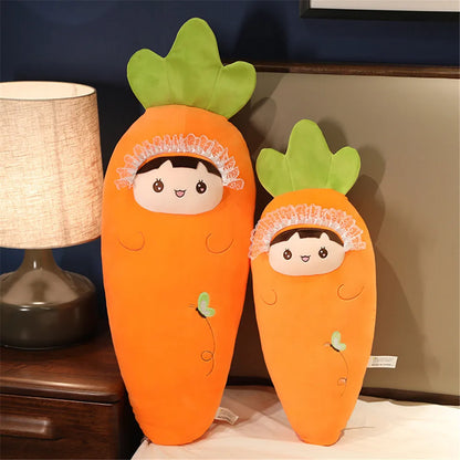110cm Kawaii Carrot Plush Cartoon Plant Smile Toy Plushies Cute Vegetable Pillow Dolls Stuffed Animal Soft Toys for Children Gift