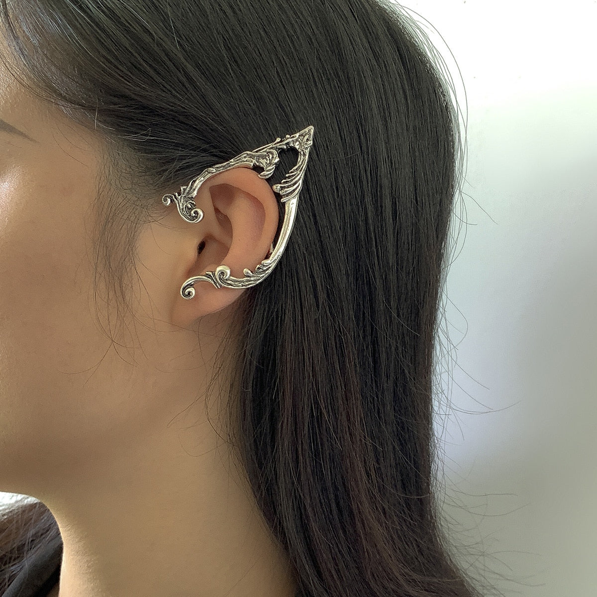 Punk Fairy Ear Cuff Goth Earring Dark Elf Ear Clip Earrings For Women Retro Silver Color Hip Hop Halloween Party Jewelry Gift