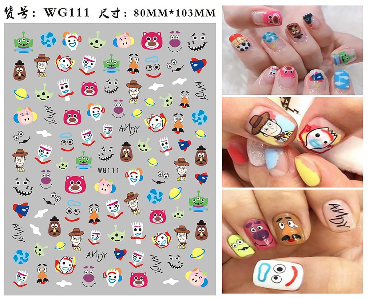 Cute Anime Character Series Nail Stickers Nail Art Supplies Disney Mickey Stitch Donald Duck 3D Stickers Nail Art Decorations