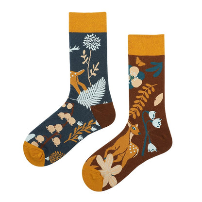 Mandarin duck asymmetric ab socks net red ins animal and plant in the tube cartoon fashion sports cotton socks