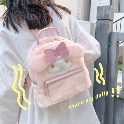 Sanrio Cinnamoroll My Melody Plush Backpack Kawaii Girl Backpack Anime Cute Plushie Dog Cartoon Lolita Plush Bag Toy Birthday