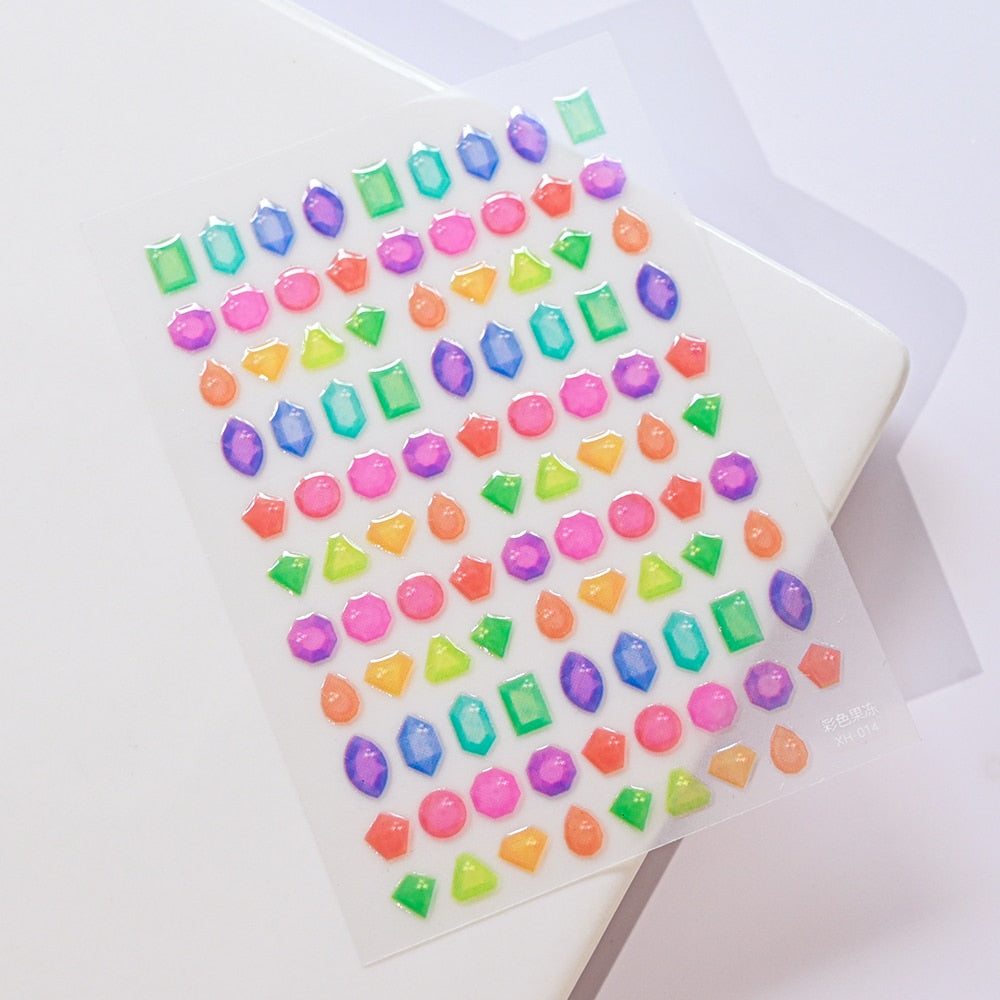 1Sheet Korean White Cloud Blue Nail Art Sticker 3D Star Moon Decal Pure Twilight Self-adhesive Manicure Slider Accessories RE#53