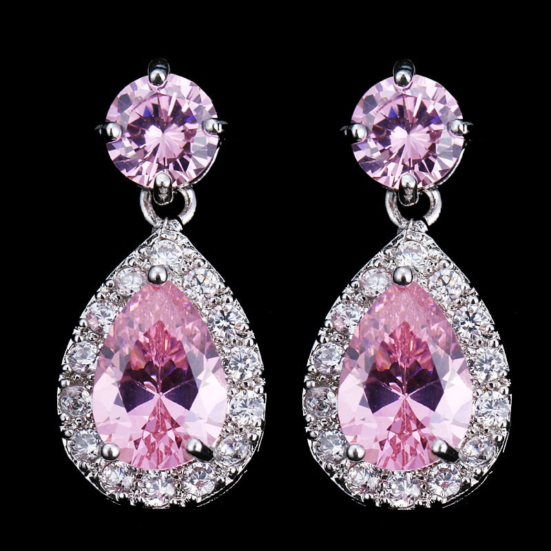 Luxury Zircon Wedding Long Dangle Earrings with Round Water Drop Elegant CZ Earrings for Women Bridal Wedding Jewelry Dress