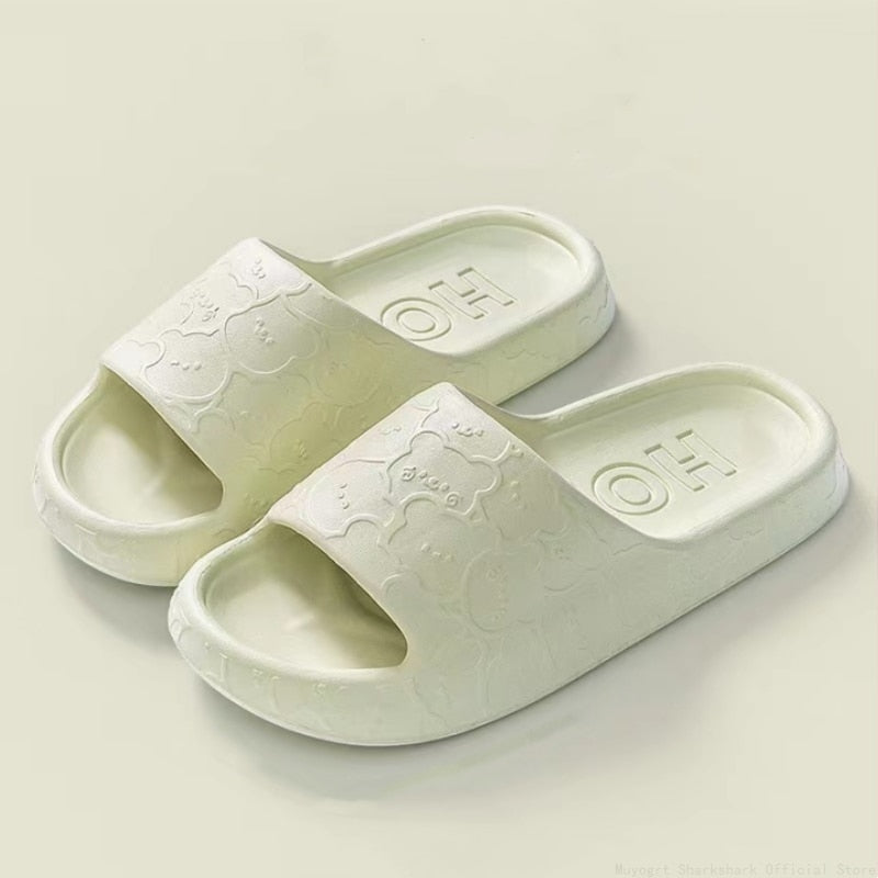 Cute Cat Print Women Slippers Home Indoor Slides Men Women Flat Slippers Cartoon Non-Slip Outdoor Beach Slides Shoes Shower