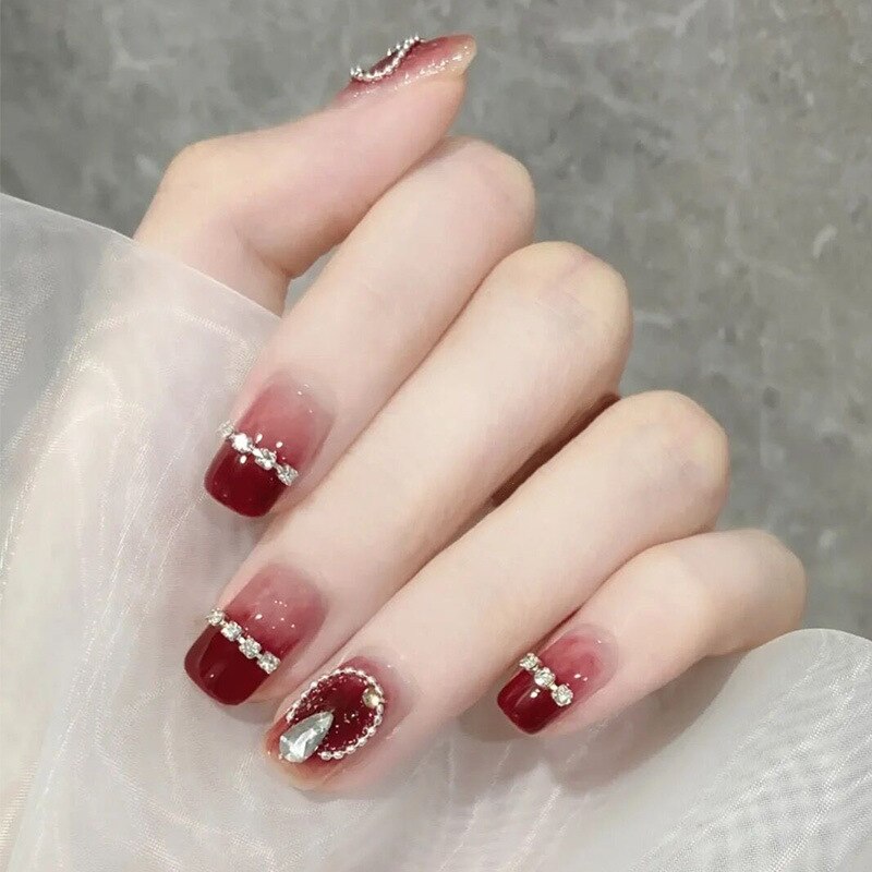 24Pcs Ballerina False Nails with Glue Short Nail Beauty Tools Press on Fake Nails Full Cover Artificial Nails Tips Manicure