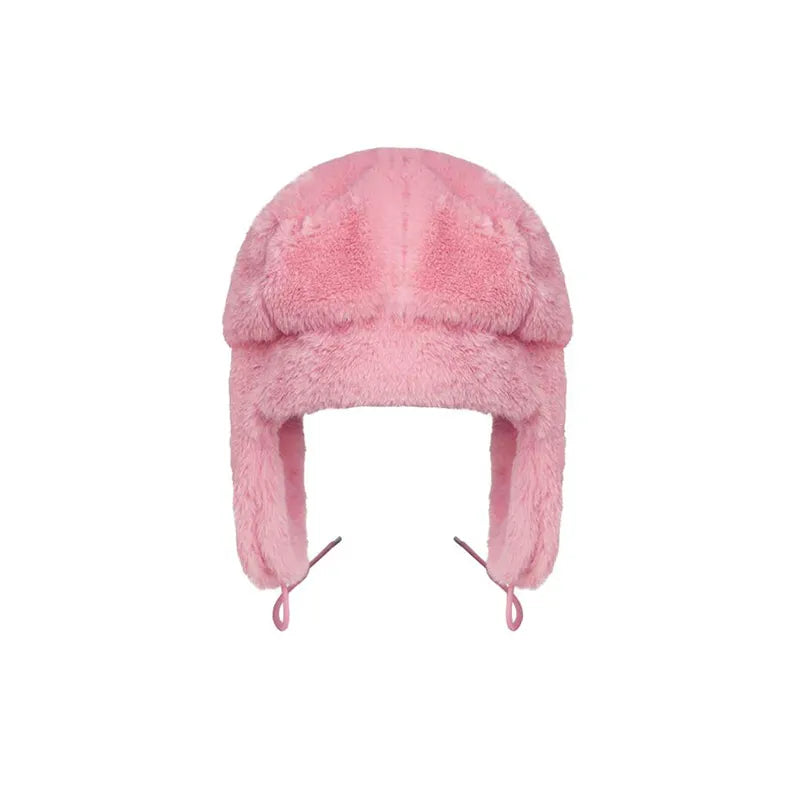 Hot Sale Winter Women's Cap Trapper Woman Ski Hats Caps Real She Ushanka Hat Pink