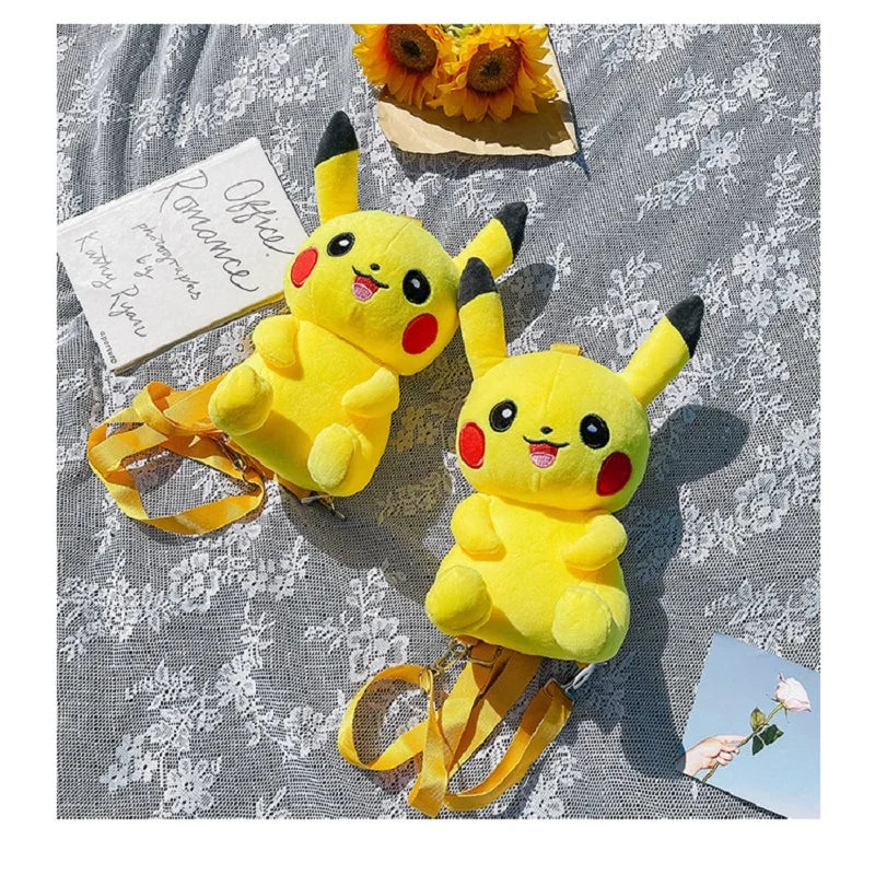 Pokemon Pikachu Plush Backpack Japanese Anime Cartoon Video Game Animals Children's Schoolbags Doll Christmas Birthday Gifts