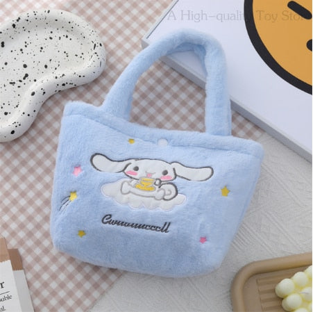 Kawaii Hello Kitty Sanrio Plush Bag Anime Kuromi Plushie Backpack for Girls Mymelody Cinnamoroll Handbags Cartoon Messenger Bags