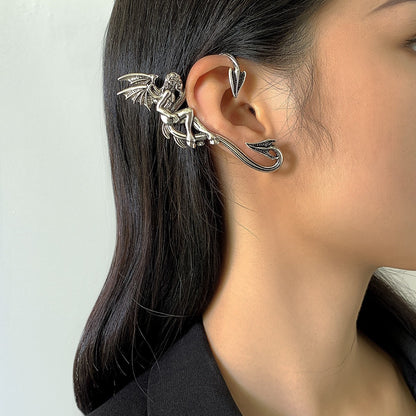 Punk Fairy Ear Cuff Goth Earring Dark Elf Ear Clip Earrings For Women Retro Silver Color Hip Hop Halloween Party Jewelry Gift