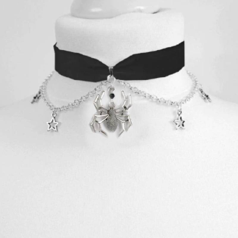 Velvet moon  stars choker Moon And Stars Chain Choker Kawaii Pastel Pink Velvet Chain fashion delicacy women