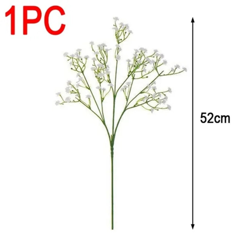 52cm White Gypsophila Artificial Flowers Wedding DIY Bouquet Decoration Arrangement Plastic Babies Breath Fake Flower Home Decor