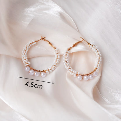 White Color Flower Dangle Earrings for Women Heart Flower Round Leaf Triangle Pearl Bowknot Round Earring Jewelry Brincos