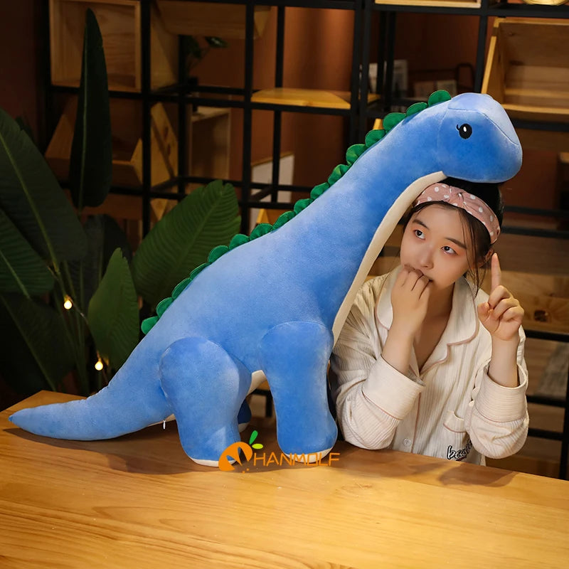 GIANT Dinosaur Plush Toy 120cm Cuddly Tanystropheus Dino Stuffed Animal Plushies Green Pink Blue Girls Boys Christmas Birthday Gift