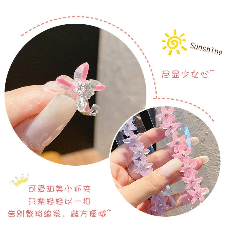 10PCS/Set Hair Clip Braided Hair Small Flower Hair Buttons Hairpin Girl Cute Headdress Girl Mini Hair Claw Hair Accessories