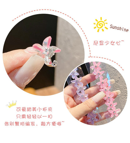 10PCS/Set Hair Clip Braided Hair Small Flower Hair Buttons Hairpin Girl Cute Headdress Girl Mini Hair Claw Hair Accessories