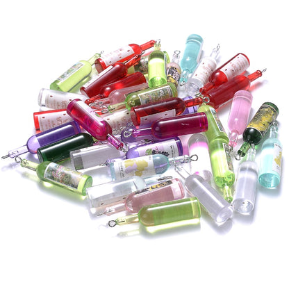 10Pcs Plastic Pop Cola Soda Drinks Beverages Charms Juice Alcohol Lemonade Bottle Resin Pendants for Jewelry Making Mini Crafts