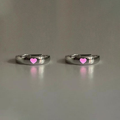Luminous Love Heart Finger Ring Glow In Dark Fashion Adjustable Couples Rings Silver Color Pink Blue Light Jewelry Lover Gift