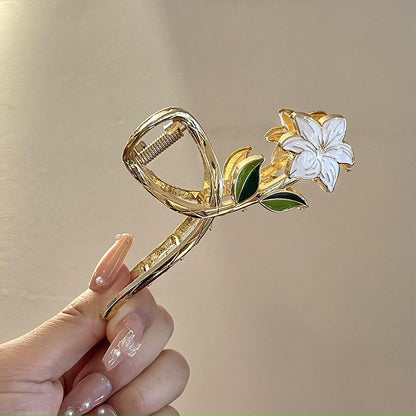 New Korean Vintage Flowers Large Metal Hair Claw Clip Ponytail Women Butterfly Shark Alloy Hair Claw Barrette Hair Accessories