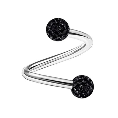 1PCS Stainless Steel Crystal Twist Helix Earring Cartilage Jewelry S Shape Labret Piercing Lip Ring Twist Tragus Earring Stud