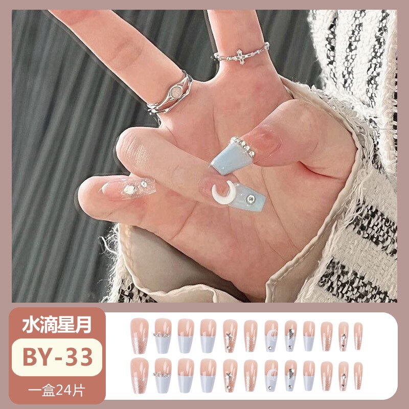 24pcs Wearable Pink Press On Fake Nails Tips With Glue false nails design Butterfly Lovely Girl false nails With Wearing Tools