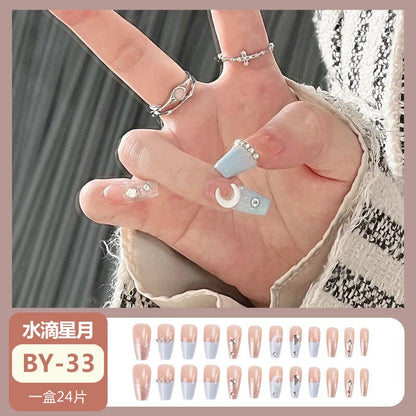 24pcs Wearable Pink Press On Fake Nails Tips With Glue false nails design Butterfly Lovely Girl false nails With Wearing Tools