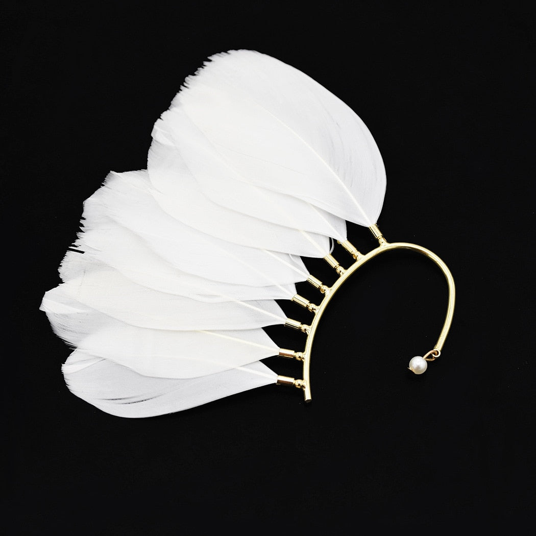 Alloy Leaves Women Ear Cuff Vintage Baroque Exaggerated Beads Clip Earrings Handmade Party Jewelry Gifts Female