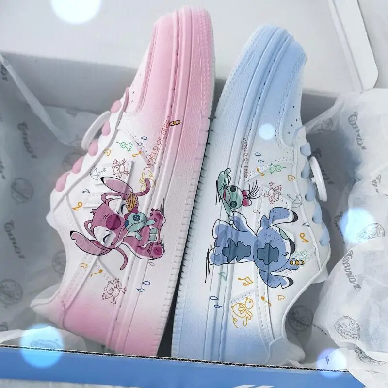 Anime Lilo & Stitch Sports Shoes Kawaii Stitch Girl Casual Shoes Summer Breathable Board Shoes Cute Children Casual Sports Shoes