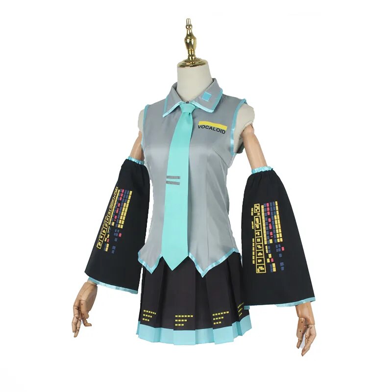 Anime Miku Cosplay Female Outfits Costume Japan Midi Dress Miku Wig Female Halloween Women's Girl's Cloth Costume