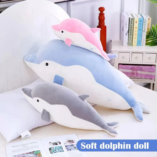 Dolphin Plush Toys Lovely Stuffed Soft Animal Pillow Dolls for Children Girls Sofa Sleeping Pillow Cushion Gift