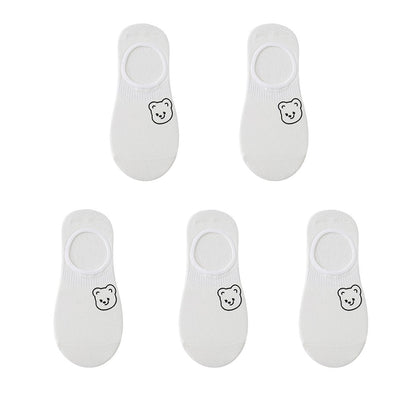 Women's cotton ankle socks, socks designed by rabbits, cows, hearts, warm and informal animals, 5 pairs of 10 pieces